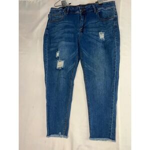 Sandpiper Womens Size 20 Distressed Skinny Jeans Medium Wash Raw Hem High Rise